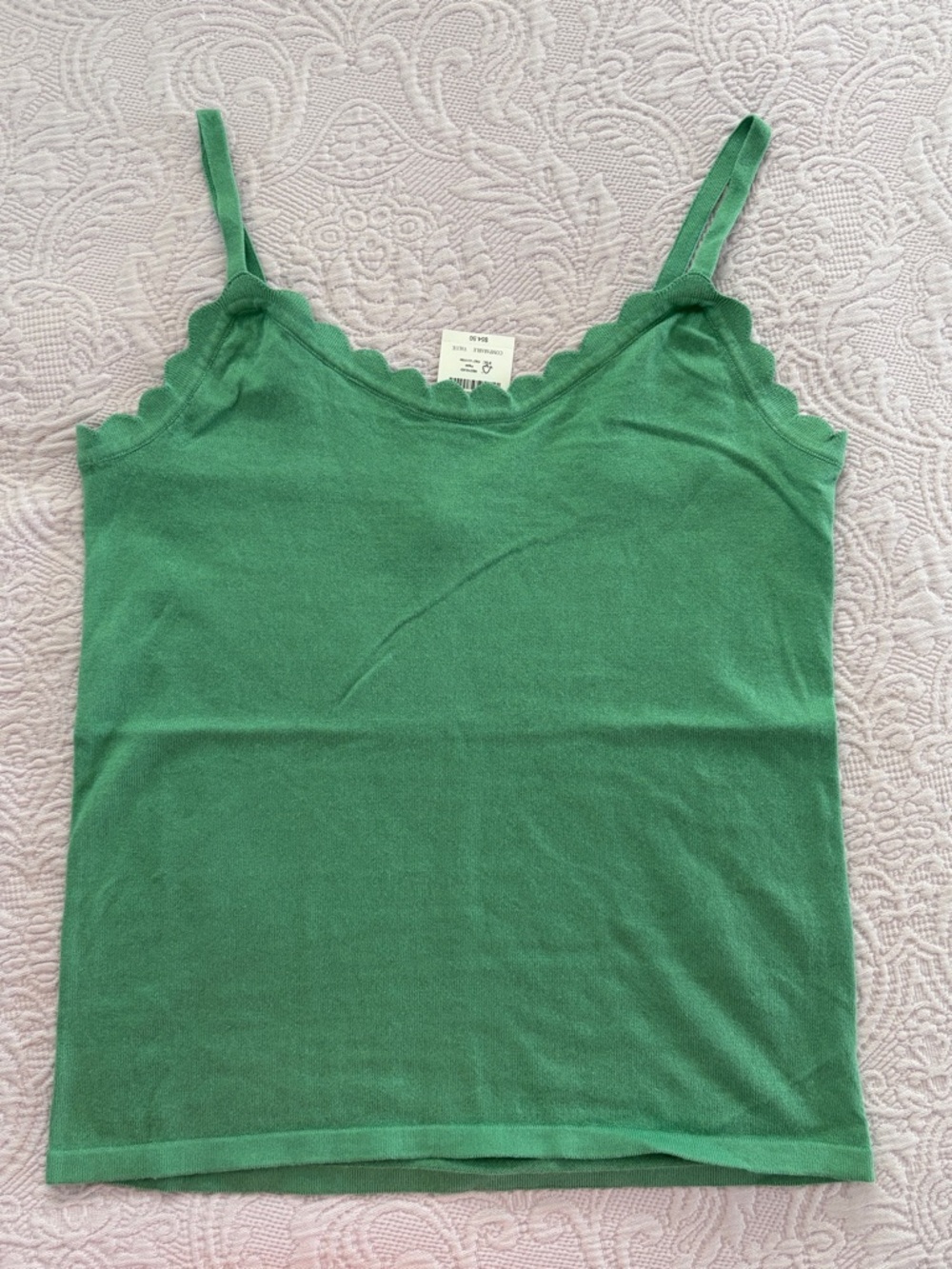J. Crew Green Scallop-Edge Knit Camisole
